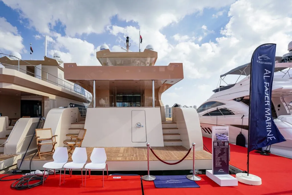The Al Fajer Marine yacht on display.